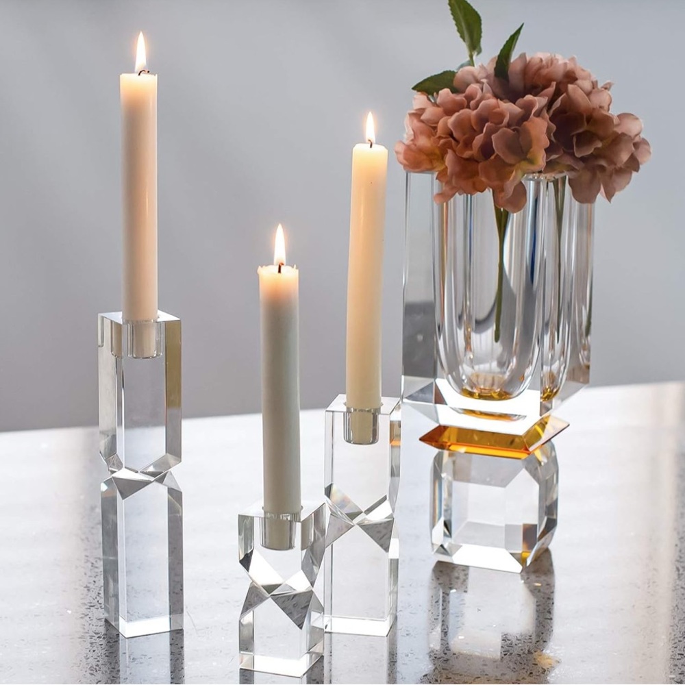 OLEG CASSINI Special Edition Crystal Diamond Cut Candleholders